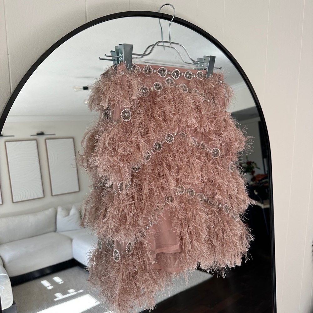 ASOS Blush Feathered Jacket with Silver Details - Picture 10 of 11